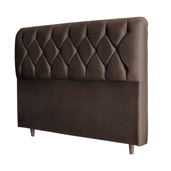 Cabeceira Estofada Cama Solteiro 90 Cm Diana Veludo Marrom