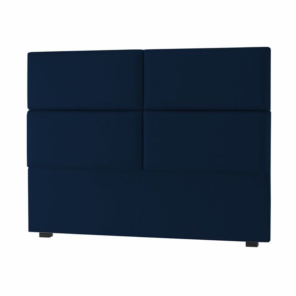 Cabeceira Estofada Cama Solteiro 90cm Bia Suede Azul Marinho