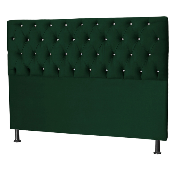 Cabeceira Estofada Capitonê King 195 Cm Juliete Suede Verde
