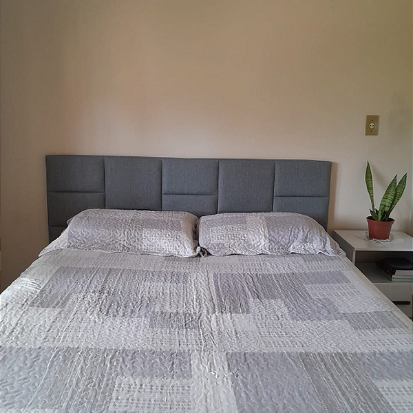 Cabeceira Estofada Casal 13 Blocos Não É Segredo Linho Cinza