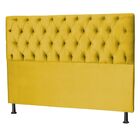 Cabeceira Estofada Casal 140 Cm Alicia Suede Amarelo