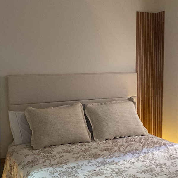 Cabeceira Estofada Casal 2 Blocos Não É Segredo Linho Cru Mes