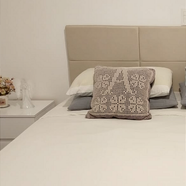 Cabeceira Estofada Casal 6 Blocos Não É Segredo Veludo Bege 1