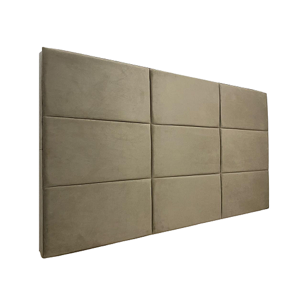 Cabeceira Estofada Casal 9 Blocos Não É Segredo Veludo Bege 1