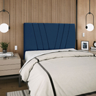 Cabeceira Estofada Casal Carla 140cm suede Com Frames Marinho