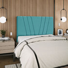 Cabeceira Estofada Casal Carla 140cm suede Com Frames Turquesa