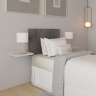 Cabeceira Estofada Cinza Maceió + Bancada - Solteiro - Box