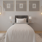 Cabeceira Estofada Cinza Maceió + Bancada - Solteiro - Box