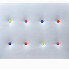 Cabeceira Estofada Com Botões Multicores Corino Branco 90x75