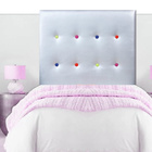 Cabeceira Estofada Com Botões Multicores Corino Branco 90x75