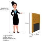 Cabeceira Estofada Cristal 100 Cm Solteiro Com Capitonê Suede