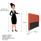Cabeceira Estofada Cristal 140 Cm Casal Com Capitonê  Suede T
