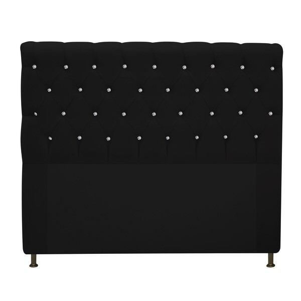 Cabeceira Estofada Cristal 160 Cm Queen Size Com Strass Suede
