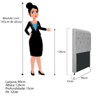 Cabeceira Estofada Cristal 90 Cm Solteiro Com Capitonê  Suede