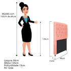 Cabeceira Estofada Cristal 90 Cm Solteiro Com Capitonê  Suede