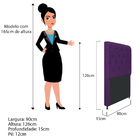 Cabeceira Estofada Cristal 90 Cm Solteiro Com Capitonê  Suede