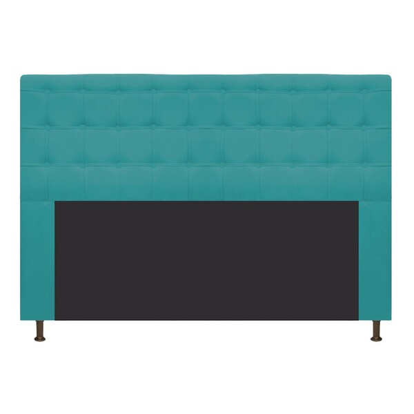 Cabeceira Estofada Dama 160 Cm Queen Size Com Botonê Suede Az