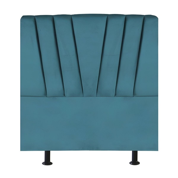 Cabeceira Estofada De Cama Casal Box 140 Cm Louise Suede Azul