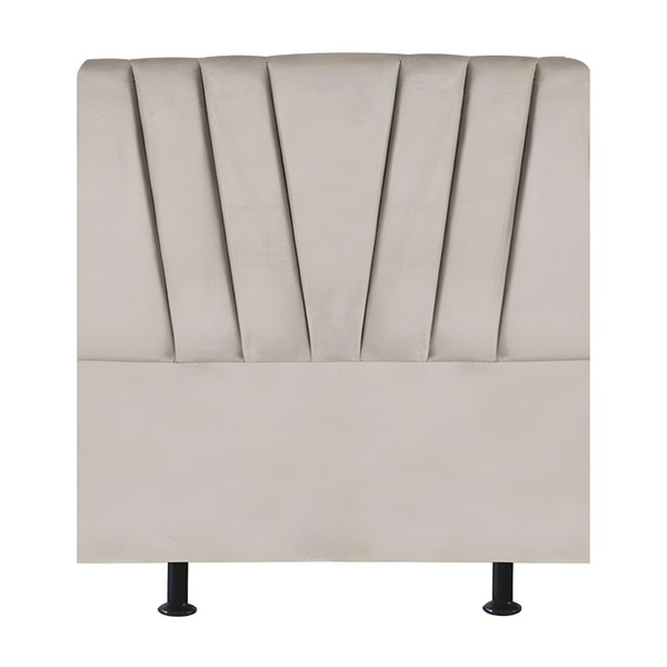 Cabeceira Estofada De Cama Casal Box 140 Cm Malu Veludo Bege