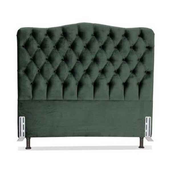 Cabeceira Estofada Dunas Para Cama De Casal Em Veludo Verde