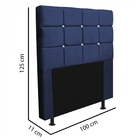 Cabeceira Estofada Espanha 100cm Solteiro Strass Suede Azul M
