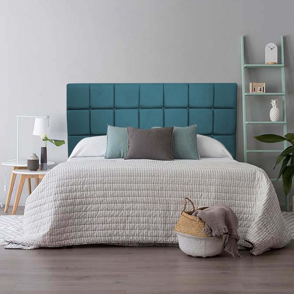 Cabeceira Estofada Espanha 140cm Casal Quarto Box Suede Azul