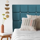 Cabeceira Estofada Espanha 195cm King Size Strass Suede Azul