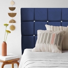 Cabeceira Estofada Espanha 195cm King Size Strass Suede Azul