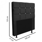 Cabeceira Estofada Espanha 195cm King Size Strass Suede Preto