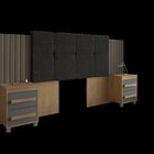 Cabeceira Estofada Extensível Casal/queen/king Com 2 Mesas De