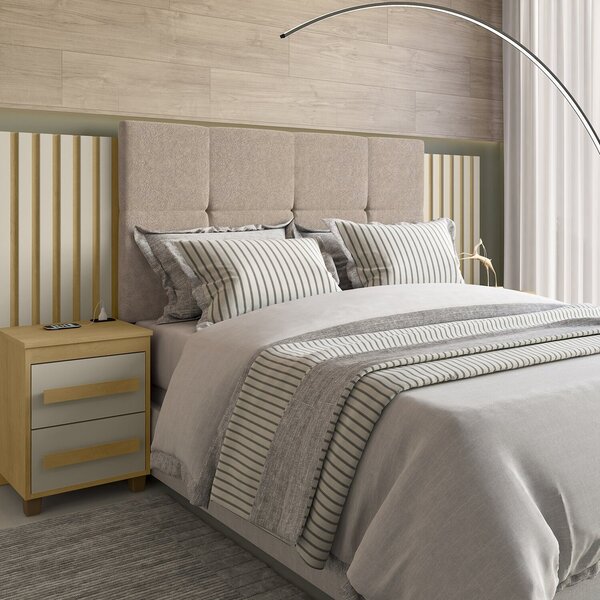 Cabeceira Estofada Extensível Casal/queen/king Com 2 Mesas De