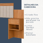 Cabeceira Estofada Extensível Com 2 Mesas De Cabeceira Linho