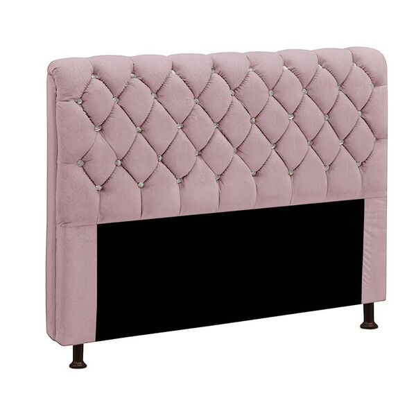 Cabeceira Estofada Fernanda 140 Cm Casal Veludo Rose Speciale