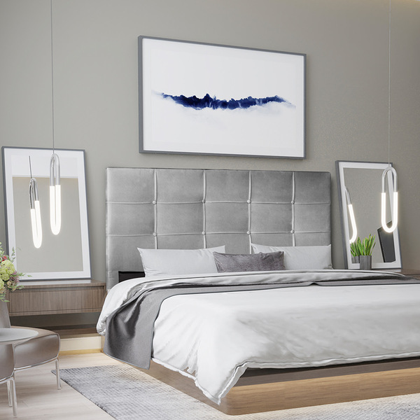 Cabeceira Estofada Flora Casal 140 Cm Para Cama Box Suede Esc