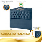 Cabeceira Estofada Holanda 1,60 Queen Veludo Azul