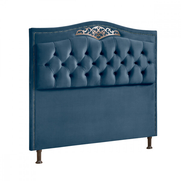 Cabeceira Estofada Holanda 1,60 Queen Veludo Azul