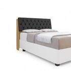 Cabeceira Estofada Ísis Solteiro Naturalle Com Capitonê Preto