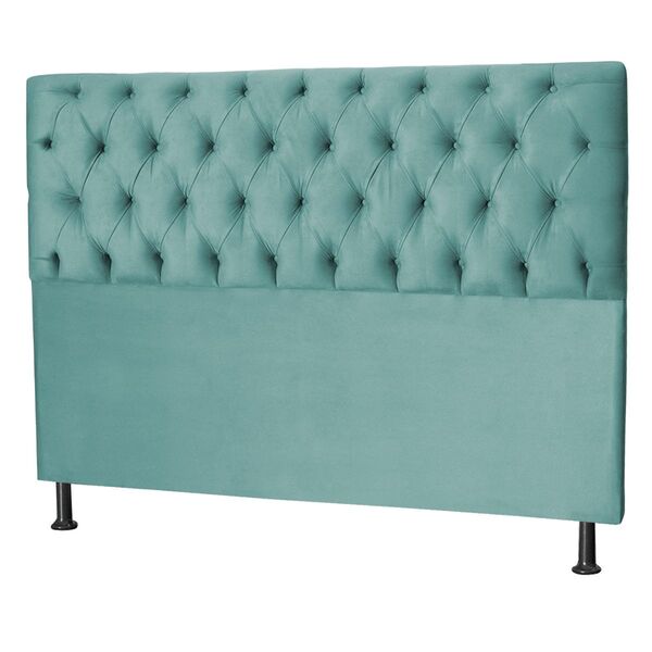 Cabeceira Estofada King 195 Cm Jade Suede Azul Tiffany