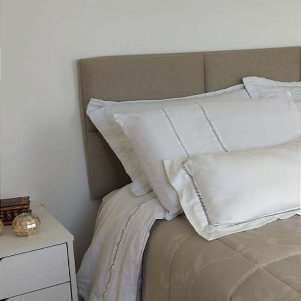 Cabeceira Estofada King 6 Blocos Não É Segredo Linho Bege 195