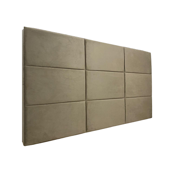 Cabeceira Estofada King 9 Blocos Não É Segredo Veludo Bege 19