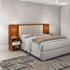 Cabeceira Estofada King Vancouver Cinamomo E Off White Ripado