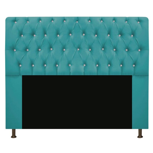 Cabeceira Estofada Lady Com Strass 195 Cm King Size Suede - A