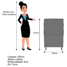 Cabeceira Estofada Liverpool 100 Cm Solteiro Linho Chumbo - A