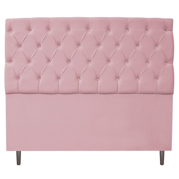 Cabeceira Estofada Liverpool 140 Cm Casal Corano Rosa Bebê -