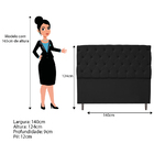 Cabeceira Estofada Liverpool 140 Cm Casal Suede Preto - Amare