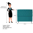 Cabeceira Estofada Liverpool 195 Cm King Size Suede Azul Turq