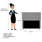 Cabeceira Estofada Manchester 140 Cm Casal Suede Cinza - Doce