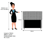 Cabeceira Estofada Manchester 160 Cm Queen Size Corano Cinza