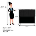 Cabeceira Estofada Manchester 160 Cm Queen Size Corano Preto