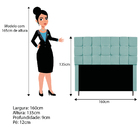 Cabeceira Estofada Manchester 160 Cm Queen Size Suede Azul Ti